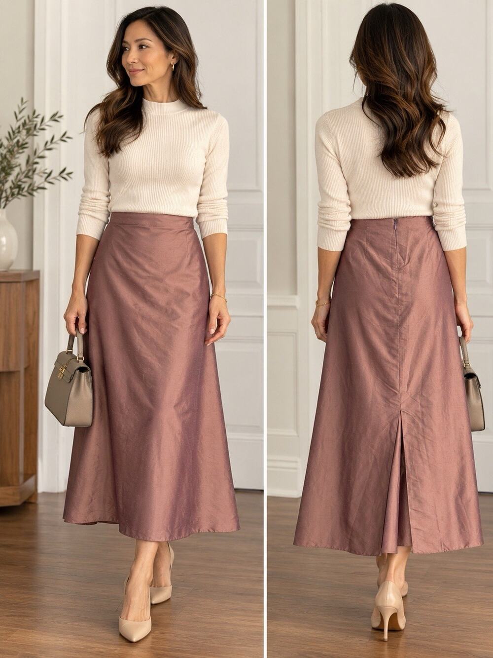 Monkey Wear 1990’s vintage iridescent pink silk maxi skirt youth 14 women’s XS